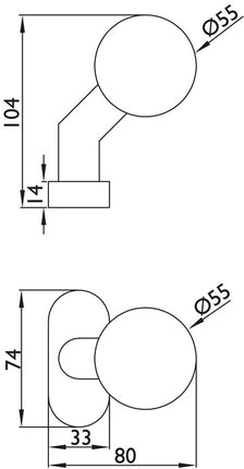 Bouton de porte à cadre 2085 ( 3000267269 ) Matériau Acier inoxydable 60 à rotation fixe