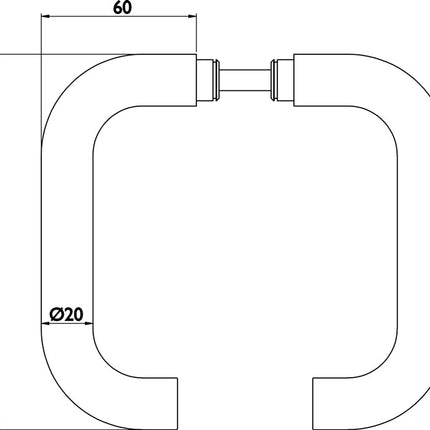 Paire de poignées de porte en verre 1801 BASIC 01 ( 3000253951 ) Acier inoxydable Carré 8 mm