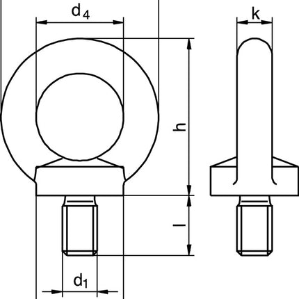 Anneau de levage DIN 580 ( 5000601200 ) Filetage M6 électro-galvanisé