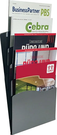 Porte-brochures ( 9000493721 ) H430xL240xPmm Métal argenté