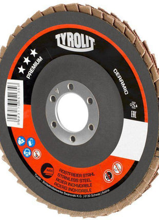 Tyrolit Roue à lamelles PREMIUM CERAMIC ( 4000845949 ) Ø 125 mm Granulométrie 60 coudé