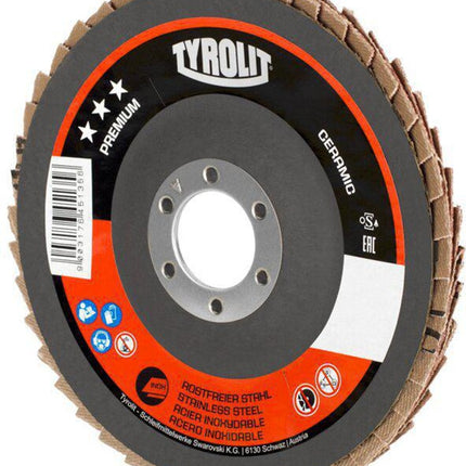 Tyrolit Roue à lamelles PREMIUM CERAMIC ( 4000845949 ) Ø 125 mm Granulométrie 60 coudé
