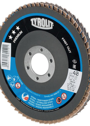 Tyrolit Roue à lamelles PREMIUM FASTCUT ( 8000756288 ) Ø 125 mm Granulométrie 40 déporté