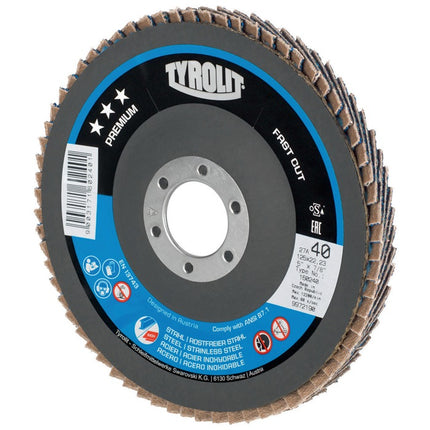 Tyrolit Roue à lamelles PREMIUM FASTCUT ( 8000756288 ) Ø 125 mm Granulométrie 40 déporté