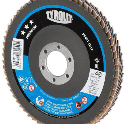 Tyrolit Roue à lamelles PREMIUM FASTCUT ( 8000756288 ) Ø 125 mm Granulométrie 40 déporté