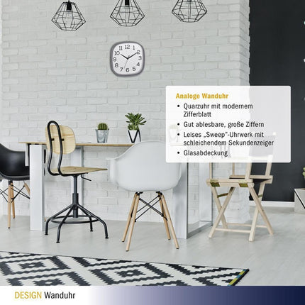 TFA Dostmann Horloge murale ( 9000486867 ) Horloge à quartz plastique gris Chiffres, analogique