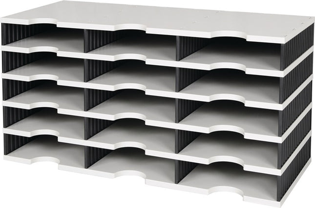 Porte-étiquette styro Trio ( 9000493277 ) 15 cases polystyrène gris/noir