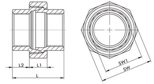 Raccord Springer I/I plat ( 4500100087 ) NPS=1/2 ″ L 38 mm L1=14 mm L2=12 mm