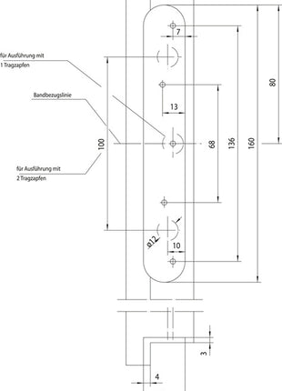 Paumelle Simonswerk VARIANT VX 7939 ( 3000700118 ) inox brossé mat 160 kg portes à recouvrement