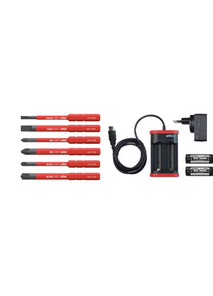 Wiha speedE® elektronischer Schraubendreher Set 1 + L-Box + 2x 1,5 Ah Akku + Ladegerät + Bits ( 41911 ) + Bit Set slimBit electric Torx Satz  6 tlg. ( 42210 ) - Toolbrothers