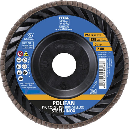 PFERD Disque à lamelles TRIM STEELOX ( 8001720484 ) Ø 125 mm Granulométrie 80 conique