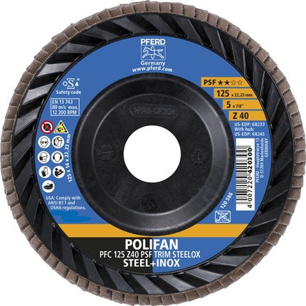 PFERD Disque à lamelles TRIM STEELOX ( 8001720482 ) Ø 125 mm Granulométrie 40 conique
