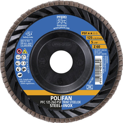 PFERD Disque à lamelles TRIM STEELOX ( 8001720483 ) Ø 125 mm Granulométrie 60 conique