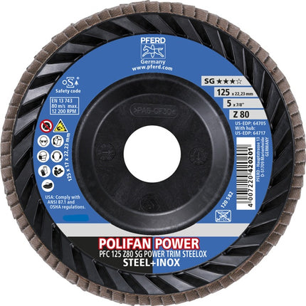 PFERD Disque à lamelles TRIM STEELOX ( 8001720490 ) Ø 125 mm Grainure 80 PFC / B / T29