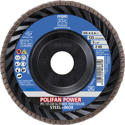 PFERD Disque à lamelles TRIM STEELOX ( 8001720488 ) Ø 125 mm Granulométrie 40 PFC / B / T29