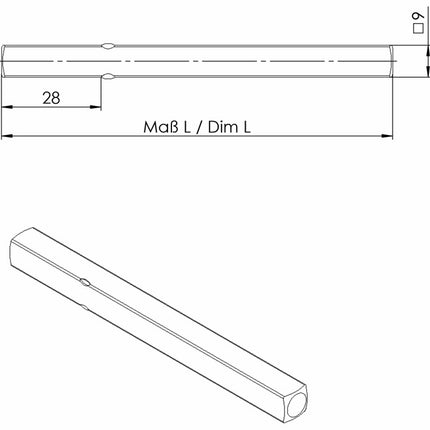 Tige de poignée Ogro FS OGRO 114 PB FS ( 3000267157 ) Carré 9 x 110 mm Tige pleine