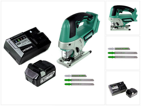 Hitachi CJ 18 DGL 18V Akku Stichsäge + 1x Akku 6,0Ah + Ladegerät + 3 x Stichsägeblätter - Toolbrothers