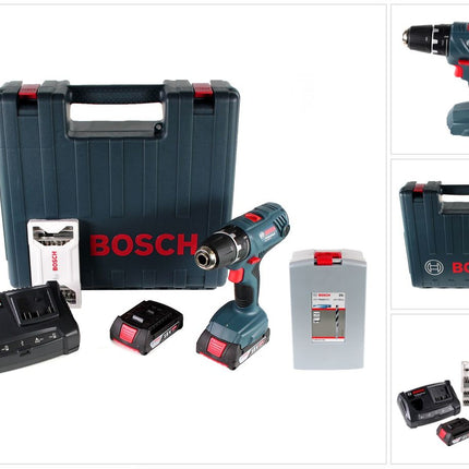 Bosch Professional GSR 18V-21 Akku Bohrschrauber 18V 55Nm + 2x Akku 2,0Ah + Ladegerät + Spiralbohrer Set + Bit Set + Koffer - Toolbrothers