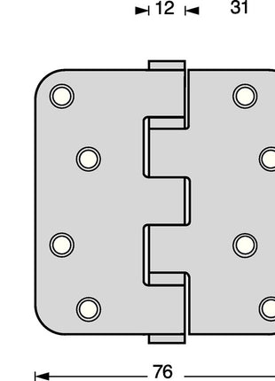 Intersteel charnière de porte à roulement à billes ( 3000255607 ) acier inoxydable arrondi mat broche extractible