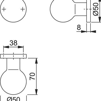 Rosace de bouton Hoppe 50/11 ( 8000348172 ) Aluminium F1 Bouton à bille