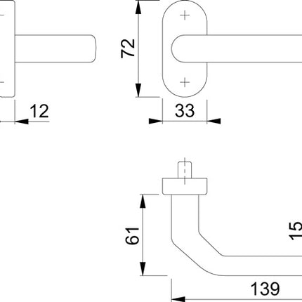 Garniture de rosace coupe-feu Hoppe ( 3000252831 ) en acier inoxydable carré 9 mm