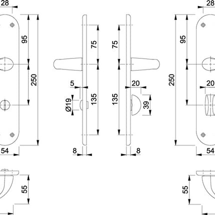Hoppe Garniture de rénovation Tôkyô 1710/3334 ( 8000348501 ) Aluminium F1 Distance 78 mm