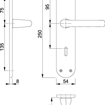 Hoppe Garniture de rénovation Tôkyô 1710/3334 ( 8000348502 ) Aluminium F1 Distance 72 mm