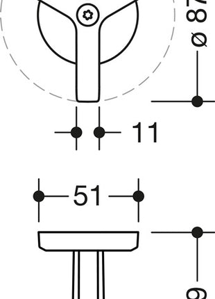 HEWI Crochet triple Série 477 ( 3000207487 ) mat, élastique Hauteur 69 mm Ø 51 mm