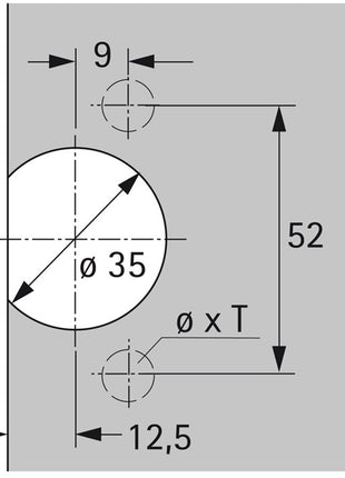 Maceta Hettich para bisagra Selekta (8000611038) maceta TX 32/52x9