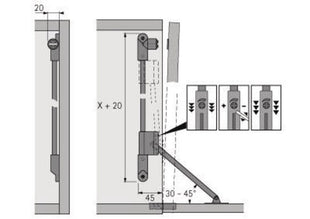 Support d'abattant Hettich Klassik D avec interverrouillage magnétique ( 8000609144 ) acier nickelé longueur 290 mm