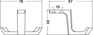 Crochet de manteau de plafond Hermeta 0200 ( 3000283277 ) double saillie 87 mm hauteur 49 mm