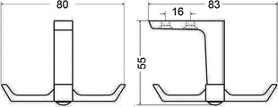 Crochet de manteau de plafond Hermeta 0201 ( 3000283278 ) quadruple saillie 83 mm hauteur 55 mm