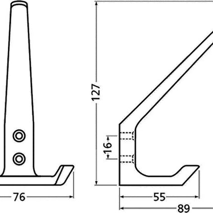 Hermeta crochet à chapeau 0032 ( 3000283273 ) double saillie 89 mm hauteur 127 mm