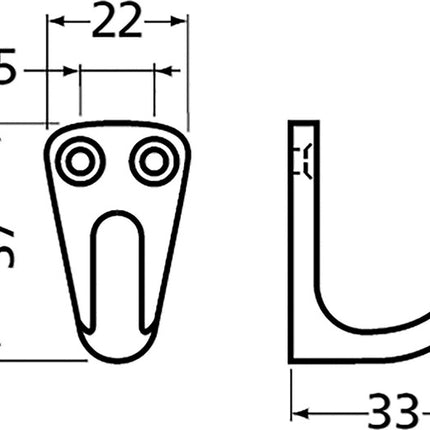 Hermeta Crochet pour serviette 0553 ( 3000283279 ) 1 crochet hauteur 37 mm saillie 33 mm