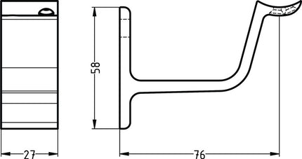 Support de main courante Hermeta 3553 ( 3000283346 ) aluminium anodisé couleur argent appui bombé