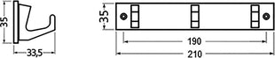 Hermeta Barre à crochets pour serviettes ( 3000283282 ) 3 crochets hauteur 35 mm longueur 210 mm saillie 33,5 mm
