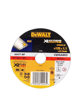 DeWalt DWE 4347-QS 1700 W Winkelschleifer 125 mm + 5x XR FlexVolt Extreme Trennscheiben Metall 125 x 1,1 mm - Toolbrothers