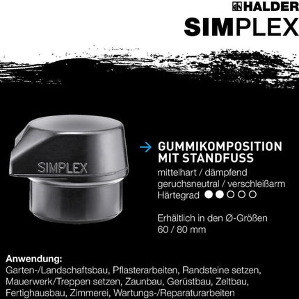 Marteau de protection Halder SIMPLEX ( 8000794782 ) longueur 405 mm Ø tête 60 mm