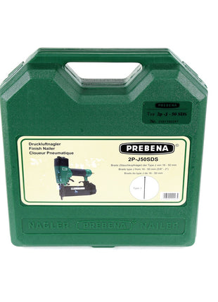 Prebena 2P-J50SDS Luftdruck Druckluftnagler 5-7 bar im Transportkoffer + Prebena Stauchkopfnägel Brads 25 mm 5000 Stück - aus verzinktem Stahl, geharzt - Toolbrothers