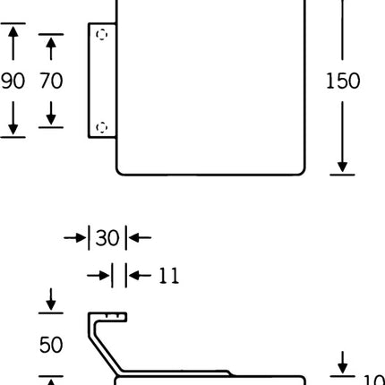 Poignée de poussée FSB (3313102012) aluminium longueur 150 mm largeur 150 mm inclinée