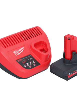 Milwaukee M12 FQID-501 akumulatorowy klucz udarowy 12 V 50 Nm 1/4" bezszczotkowy + 1x akumulator 5,0 Ah + ładowarka