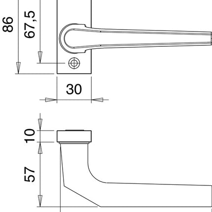 EDI Pièce de perçage de poignée de porte profilée 1390/0800 ( 3000200010 ) Aluminium F1 coudé