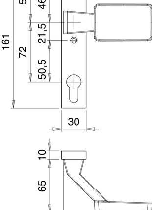 Uchwyt obudowy zamka EDI 1317/1020 ( 3000252739 ) Aluminium F1 z korbą