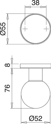 EDI Bouton de porte K5/050/02 ( 3000261376 ) Acier inoxydable F00 Bouton sphérique