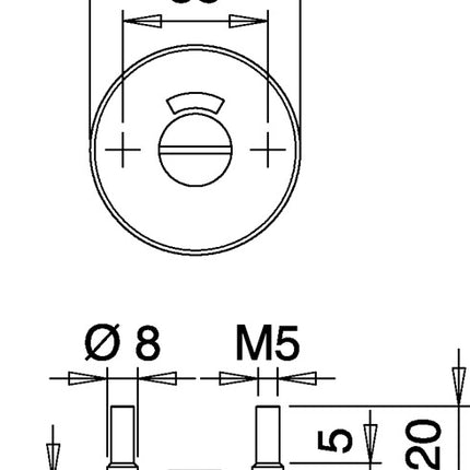 EDI Paire de rosaces de clé 057 ( 3000261370 ) acier inoxydable F00 rond