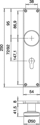 EDI Plaque de rénovation à bouton 344 H ( 3000261364 ) acier inoxydable EST 92 mm PZ