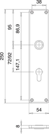 EDI Paire de plaques de rénovation 220 Z ( 3000261360 ) Acier inoxydable F00 Distance 72 mm