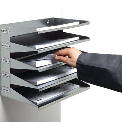 Station de tri Durable ( 9000493660 ) 5 casiers tôle d'acier gris clair, RAL 7035