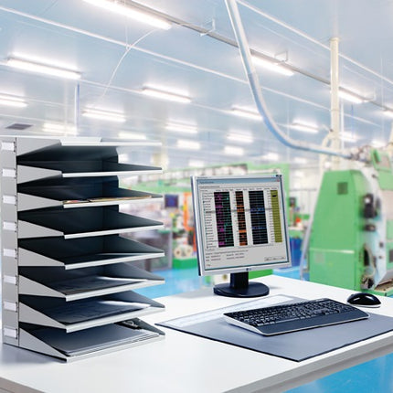 Station de tri Durable ( 9000493661 ) 8 compartiments tôle d'acier gris clair, RAL 7035