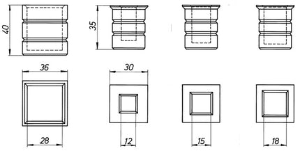 Douille en pierre DENI ( 3000255624 ) 13 barres carrées de 13 mm en 2 parties
